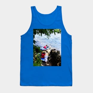 Fishing - Father and Son Launching Kayaks Tank Top